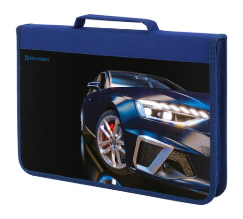 Папка на молнии BRAUBERG А4 с ручкой, с органайзером, 1 отделение, 