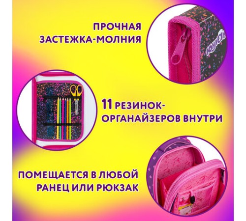 Папка для труда на молнии ЮНЛАНДИЯ А4, 1 отделение, откидная планка, органайзер, 