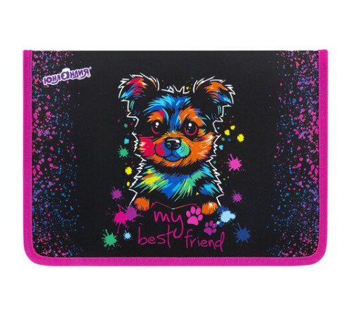 Папка для труда на молнии ЮНЛАНДИЯ А4, 1 отделение, откидная планка, органайзер, 