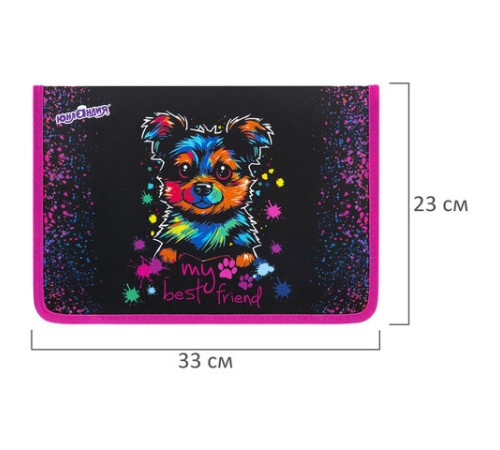 Папка для труда на молнии ЮНЛАНДИЯ А4, 1 отделение, откидная планка, органайзер, 