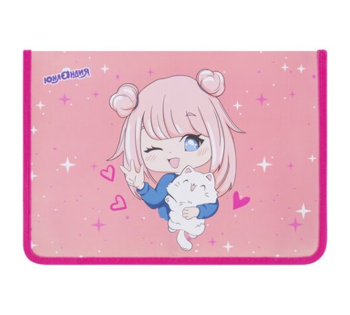 Папка для труда на молнии ЮНЛАНДИЯ А4, 1 отделение, откидная планка, органайзер, 