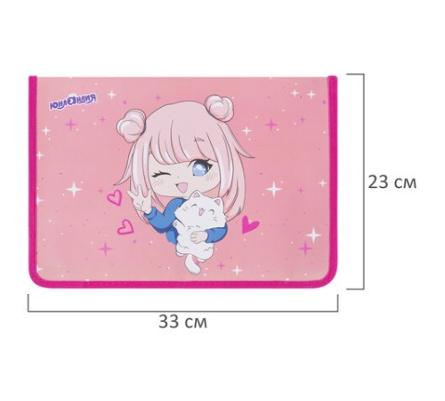 Папка для труда на молнии ЮНЛАНДИЯ А4, 1 отделение, откидная планка, органайзер, 