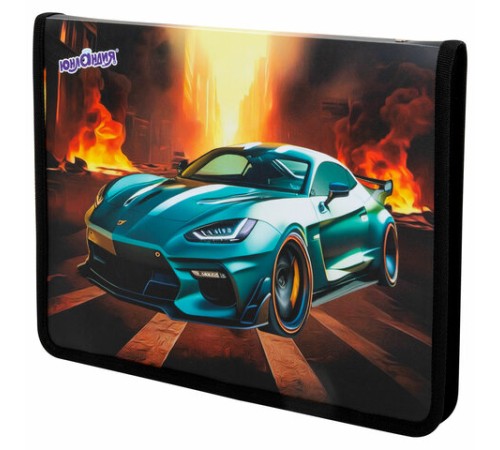 Папка для труда на молнии ЮНЛАНДИЯ А4, 1 отделение, откидная планка, органайзер, 