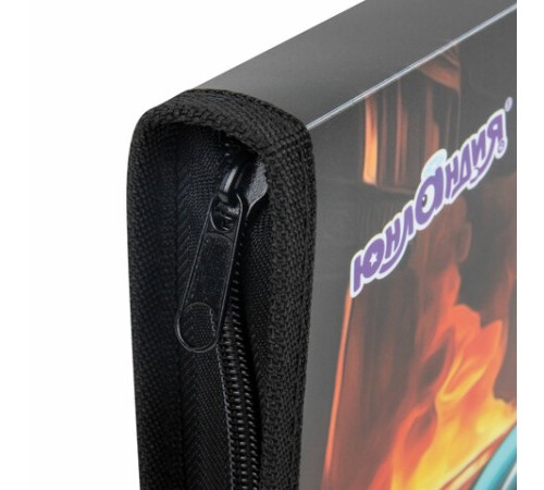 Папка для труда на молнии ЮНЛАНДИЯ А4, 1 отделение, откидная планка, органайзер, 