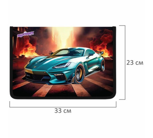 Папка для труда на молнии ЮНЛАНДИЯ А4, 1 отделение, откидная планка, органайзер, 