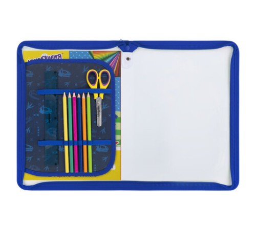 Папка для труда на молнии ЮНЛАНДИЯ А4, 1 отделение, откидная планка, органайзер, 