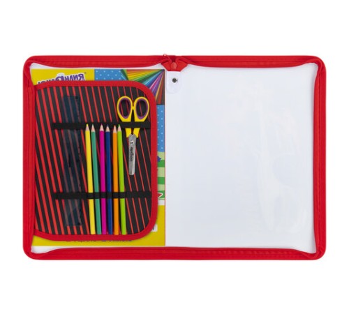 Папка для труда на молнии ЮНЛАНДИЯ А4, 1 отделение, откидная планка, органайзер, 