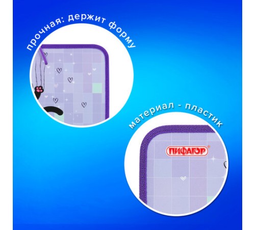 Папка для труда на молнии с ручками ПИФАГОР А4, 1 отделение, пластик, органайзер, 