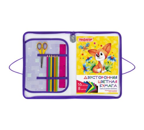 Папка для труда на молнии с ручками ПИФАГОР А4, 1 отделение, пластик, органайзер, 