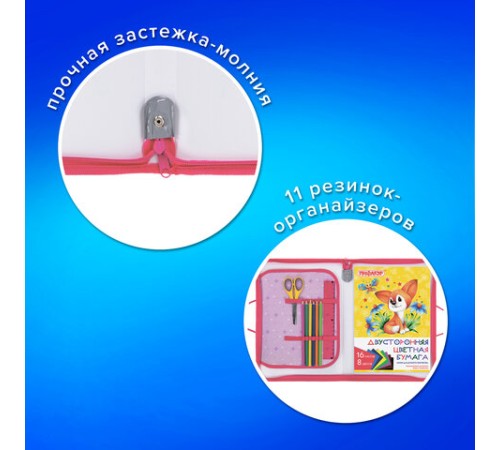 Папка для труда на молнии с ручками ПИФАГОР А4, 1 отделение, пластик, органайзер, 