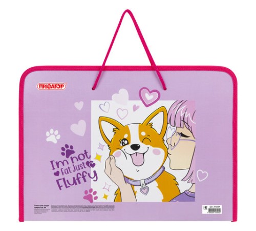 Папка для труда на молнии с ручками ПИФАГОР А4, 1 отделение, пластик, органайзер, 