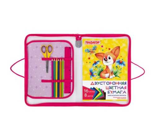 Папка для труда на молнии с ручками ПИФАГОР А4, 1 отделение, пластик, органайзер, 