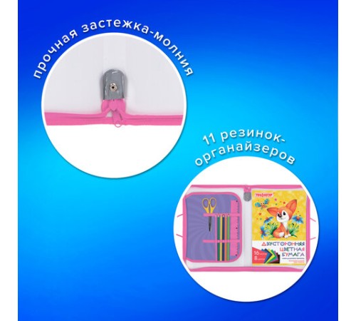 Папка для труда на молнии с ручками ПИФАГОР А4, 1 отделение, пластик, органайзер, 