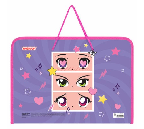 Папка для труда на молнии с ручками ПИФАГОР А4, 1 отделение, пластик, органайзер, 