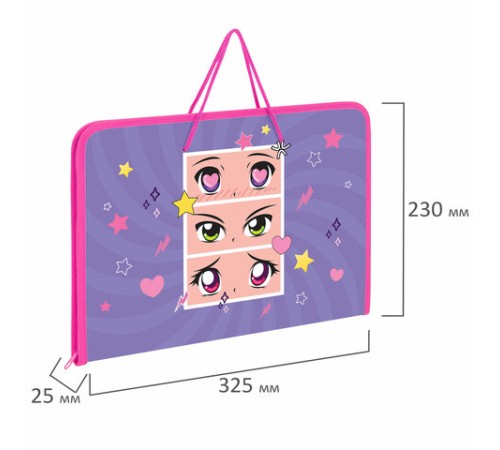 Папка для труда на молнии с ручками ПИФАГОР А4, 1 отделение, пластик, органайзер, 