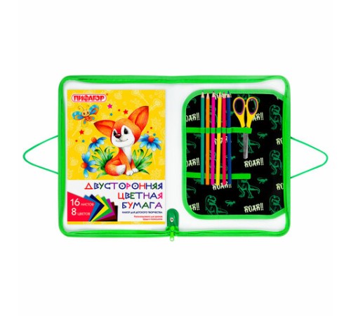 Папка для труда на молнии с ручками ПИФАГОР А4, 1 отделение, пластик, органайзер, 