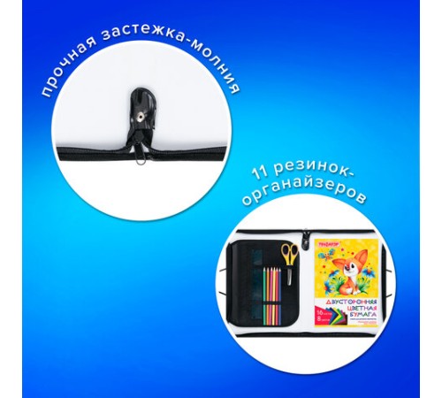 Папка для труда на молнии с ручками ПИФАГОР А4, 1 отделение, пластик, органайзер, 