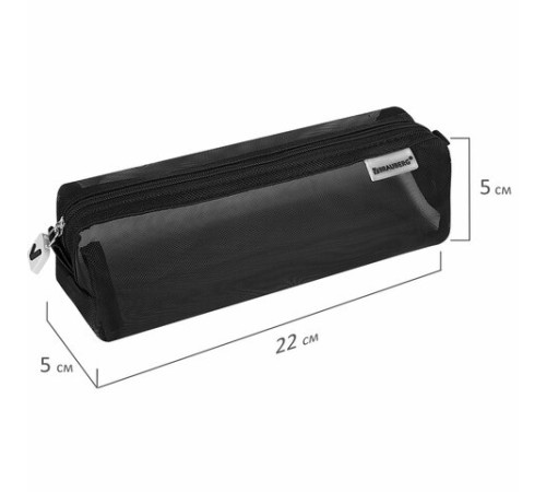 Пенал-тубус BRAUBERG, сетка, 22х5х5 см, черный, 272234