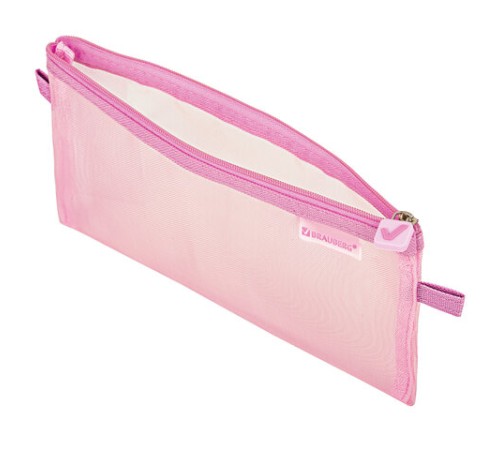 Пенал-конверт BRAUBERG, сетка, 22x10 см, розовый, 272238