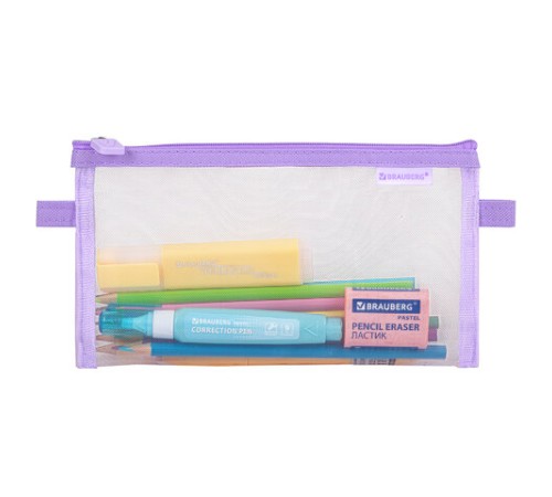 Пенал-конверт BRAUBERG, сетка, 22x10 см, фиолетовый, 272239