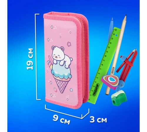 Пенал ПИФАГОР, 1 отделение, ламинированный картон, 19х9 см, 