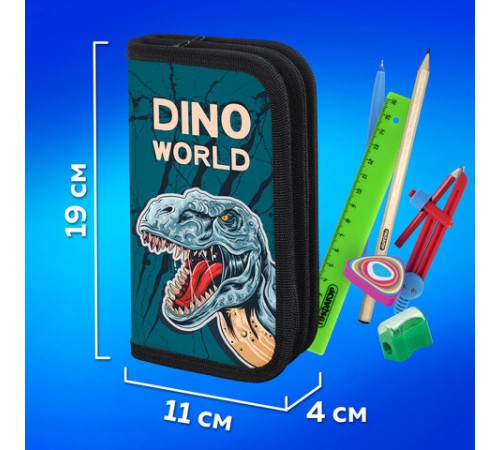 Пенал ПИФАГОР, 2 отделения, ламинированный картон, 19х11 см, 