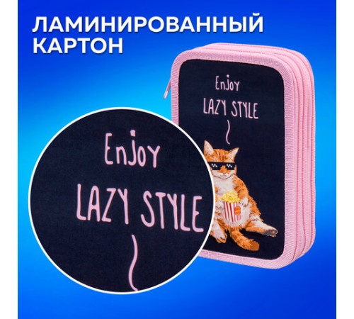 Пенал ПИФАГОР, 3 отделения, ламинированный картон, 19х11 см, 