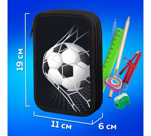 Пенал ПИФАГОР, 3 отделения, ламинированный картон, 19х11 см, 