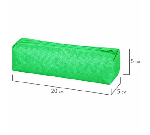 Пенал-тубус ПИФАГОР на молнии, ткань, зеленый, 20х5 см, 272258