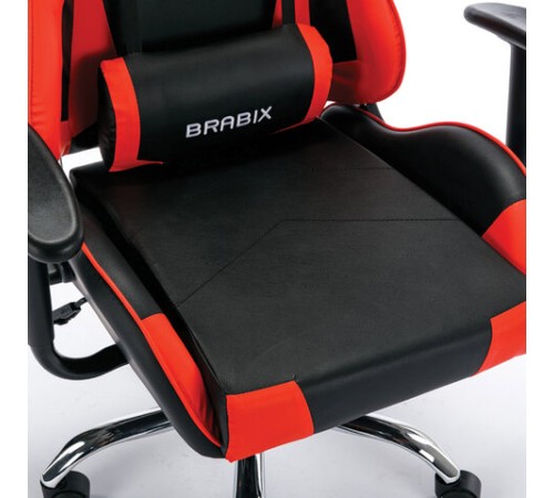 Кресло компьютерное BRABIX "Hunter GM-130", две подушки, экокожа, черное/красное, 532797 Кресло компьютерное BRABIX "Hunter GM-130", две подушки, экокожа, черное/красное, 532797
