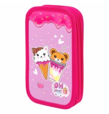 Пенал ЮНЛАНДИЯ, 2 отделения, картон с эффектом soft-touch, 19х11 см, 