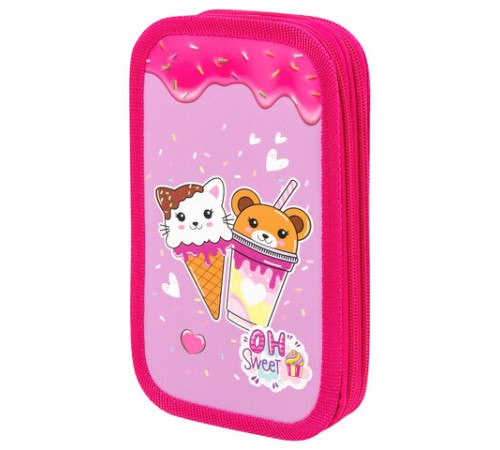 Пенал ЮНЛАНДИЯ, 2 отделения, картон с эффектом soft-touch, 19х11 см, 