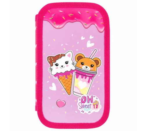 Пенал ЮНЛАНДИЯ, 2 отделения, картон с эффектом soft-touch, 19х11 см, 