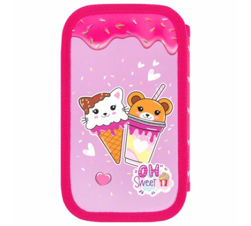 Пенал ЮНЛАНДИЯ, 2 отделения, картон с эффектом soft-touch, 19х11 см, 