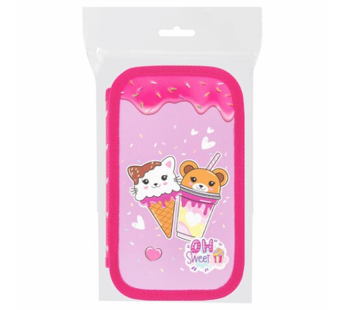 Пенал ЮНЛАНДИЯ, 2 отделения, картон с эффектом soft-touch, 19х11 см, 