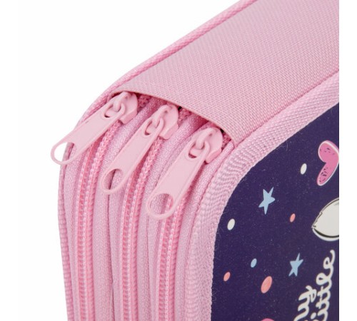 Пенал ЮНЛАНДИЯ, 3 отделения, картон с эффектом soft-touch, 19х11 см, 