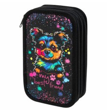 Пенал ЮНЛАНДИЯ, 3 отделения, картон с эффектом soft-touch, 19х11 см, 