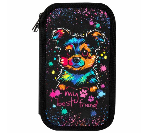 Пенал ЮНЛАНДИЯ, 3 отделения, картон с эффектом soft-touch, 19х11 см, 