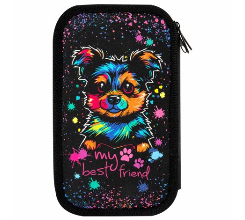 Пенал ЮНЛАНДИЯ, 3 отделения, картон с эффектом soft-touch, 19х11 см, 