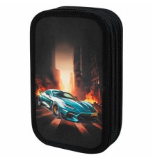 Пенал ЮНЛАНДИЯ, 3 отделения, картон с эффектом soft-touch, 19х11 см, 