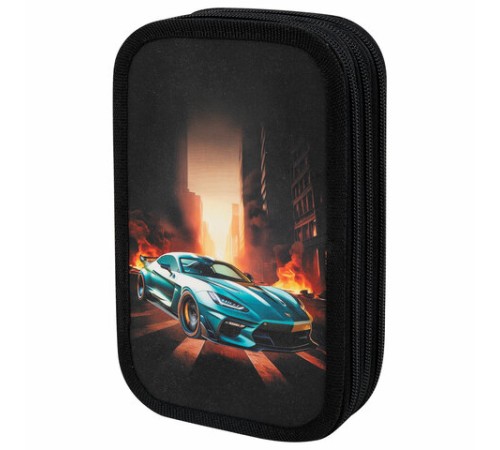 Пенал ЮНЛАНДИЯ, 3 отделения, картон с эффектом soft-touch, 19х11 см, 