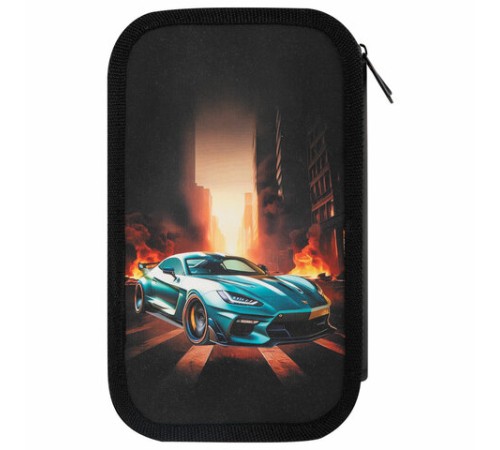 Пенал ЮНЛАНДИЯ, 3 отделения, картон с эффектом soft-touch, 19х11 см, 