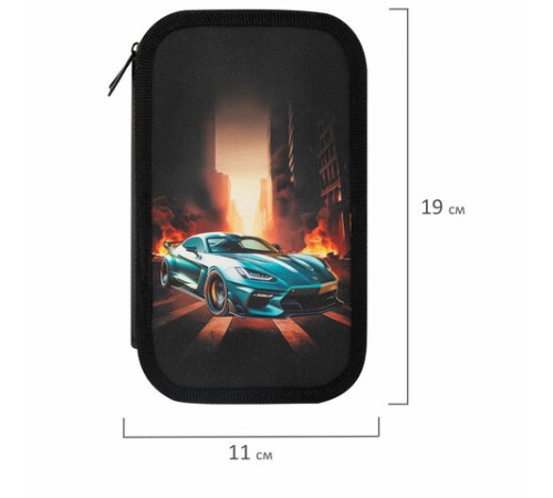 Пенал ЮНЛАНДИЯ, 3 отделения, картон с эффектом soft-touch, 19х11 см, 