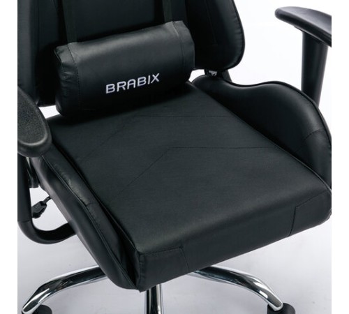 Кресло компьютерное BRABIX "Hunter GM-130", две подушки, экокожа, черное, 532798