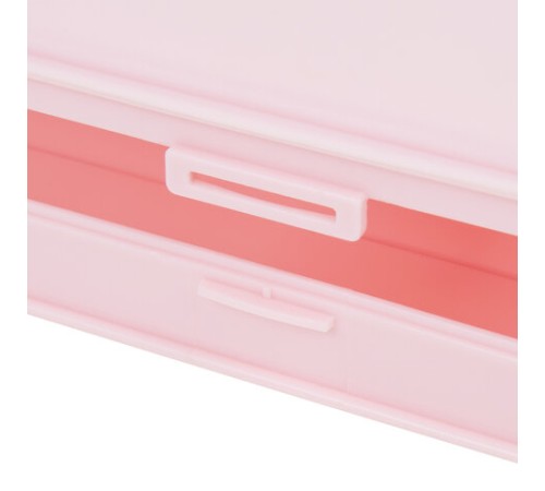 Пенал пластиковый BRAUBERG, пастельный розовый, С НАКЛЕЙКАМИ, 21х9х3 см, 272271