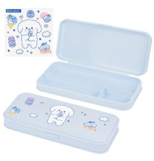 Пенал пластиковый BRAUBERG, пастельный голубой, С НАКЛЕЙКАМИ, 21х9х3 см, 272272