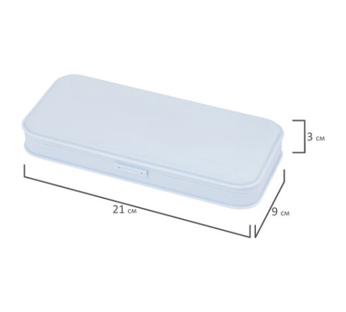 Пенал пластиковый BRAUBERG, пастельный голубой, С НАКЛЕЙКАМИ, 21х9х3 см, 272272