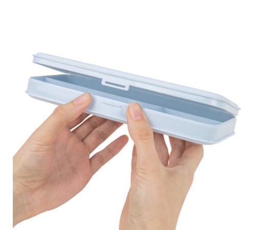 Пенал пластиковый BRAUBERG, пастельный голубой, С НАКЛЕЙКАМИ, 21х9х3 см, 272272