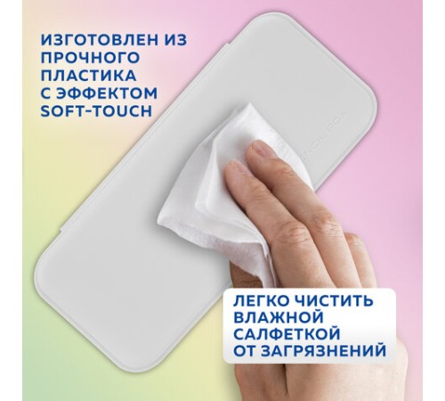 Пенал пластиковый BRAUBERG, серый, С НАКЛЕЙКАМИ, 21х9х3 см, 272273