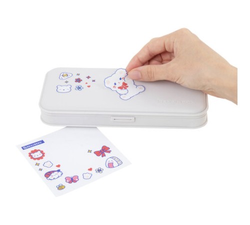 Пенал пластиковый BRAUBERG, серый, С НАКЛЕЙКАМИ, 21х9х3 см, 272273